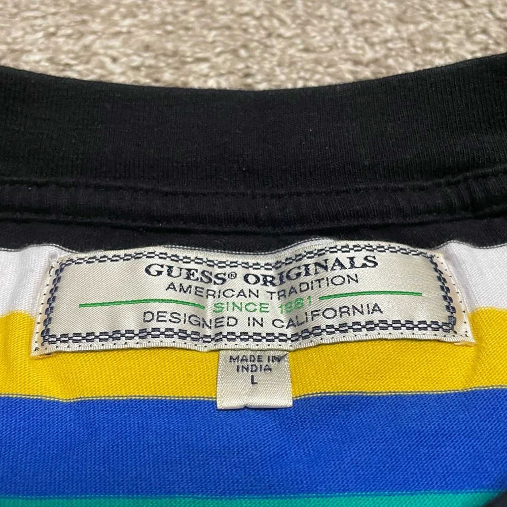 Men’s Guess Vintage Style Striped Tee Size L - Picture 5 of 6